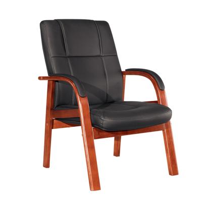 China Hot Sale Modern High-Grade Leather Solid Wood Office Chairs (Height) Adjustable for sale