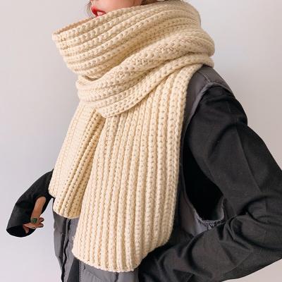 China Faux Fur Scarf Autumn And Winter All-match Student Female Winter Knitted Woolen Solid Color Lady Less Thickening Warm Scarf Male for sale