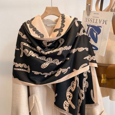 China 2022 Faux fur autumn and cashmere winter letter news women's shawl scarf temperament thickening warm scarf for sale