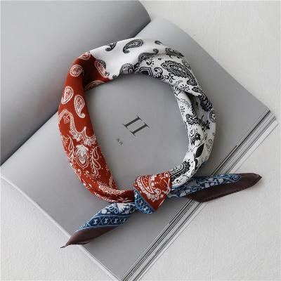 China All-match Artistic Square Small Towel Women's Scarf All-match Square Scarf Couple's Hair Band Retro Cashew Tree Ornament Korean Arm Bag Scarf for sale