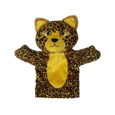 China Novelty Tiger Leopard Plush Animal Puppet Plush Toys Soft Hand Puppets for sale