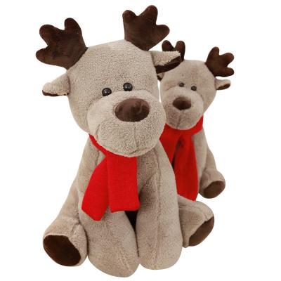 China PP Cotton Filled 25cm Red Scarf Christmas Reindeer Plush Toy for sale