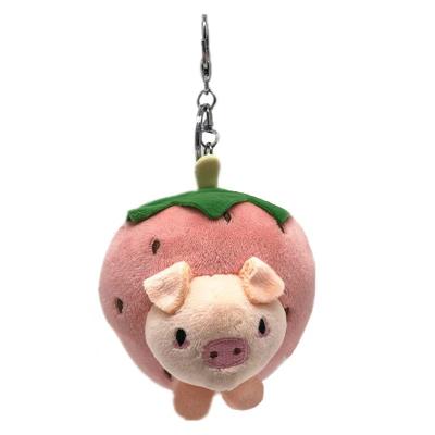 China 10cm Cartoon Strawberry Animal Face Keychain Plush Toys For Car Keys for sale