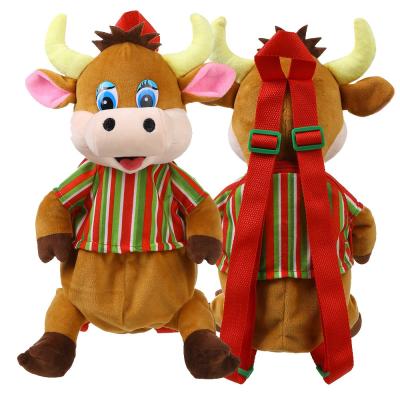 China 3D Modeling 30cm Christmas Cow Plush Backpack For Kids for sale