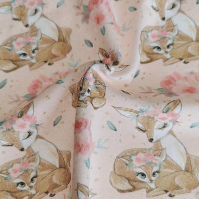 China High Quality 95% Cotton 5% Spandex Deer Anti-Static Animal Printed Cotton Lycra Custom Digital Printing Lycra Spandex Fabric for sale