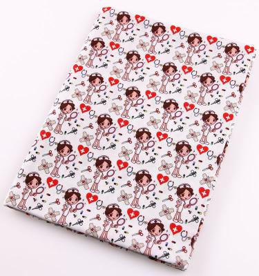 China Nurse Printing Wholesale Homewear Organic Valentine Cotton Fabric Medical Gown For Kids Clothes for sale