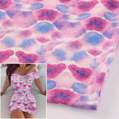 China Floral Print Breathable Swimwear Knit Rayon Nylon Spandex Knitted Rib Fabric for sale