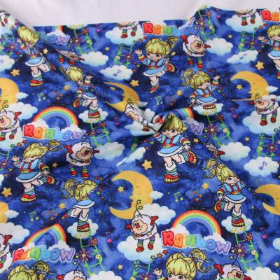 China DBP Anti-Static Polyester Dty Brush Double Brushed Knit Polyester Spandex Fabric Characters Print For Baby Cloth for sale