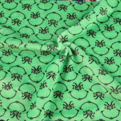 China Green Color Grinch Anti-Static Pattern By The Yard Digital Minky Cloth Bilateral Covering Fabric for sale