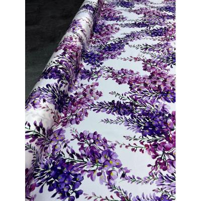 China High Quality Anti Pill Satin Stretch Twill Pure Silk Fabric In Running Flowers Print Mulberry 100% Silk Fabric for sale