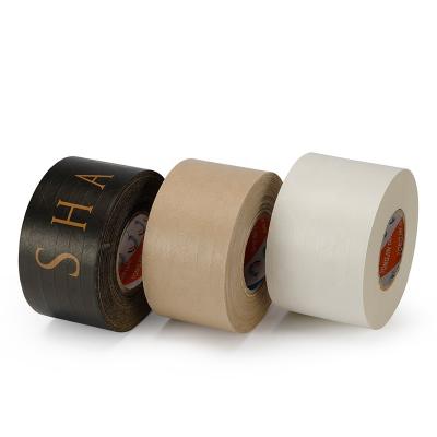 China Waterproof Glue Tape Roll Kraft Paper Logo Custom Packaging Reinforced Water Activated Tape for sale