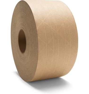 China Waterproof Gummed Tape Price Shipping Reinforced Paper Adhesive Packing Paper Tape Kraft Paper for sale