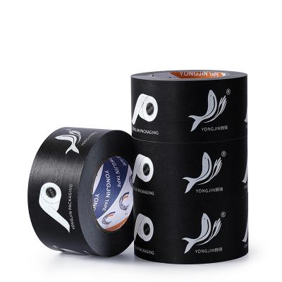 China Self Adhesive Waterproof/Water Activated Black Logo Kraft Tape Water Activated ECO Wrapping Tape Logo for sale