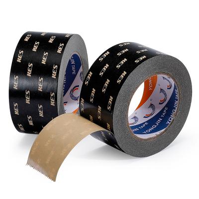 China Waterproof Black Head Branded Reinforced Box Seal Pape Tape Roll Brown Kraft Bonded Paper Tape for sale