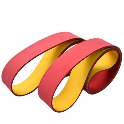 China Machinery Repair Shops Red rubber coating yellow-green nylon sandwich transmission flat belt for folder gluer machine for sale