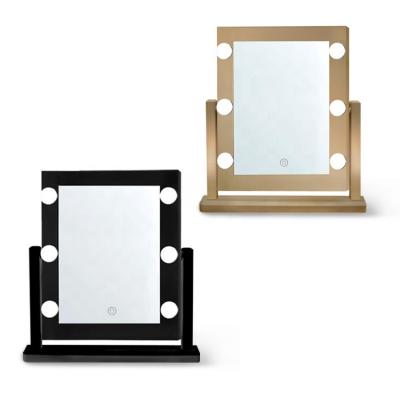 China Convenient lighted makeup mirror with 6 led bulbs, intelligent lighted touch control screen and 180 degree rot for sale