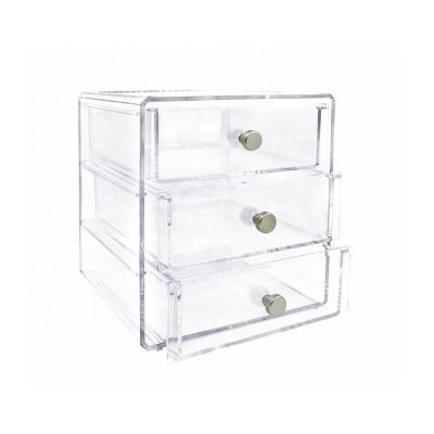 China Portable Durable Three Layer Drawer Type Cosmetic Organizer For Cosmetics Makeup Beauty Products for sale