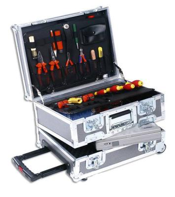 China Aluminum Trolley Trunk Tool Kit Theft Storage Box For Mechanic Tools for sale