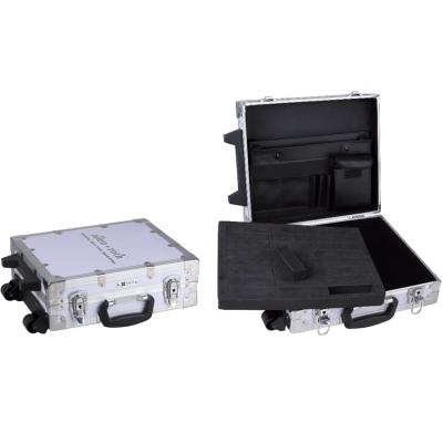 China Household Custom Size Color Trolley Silver Wheel EVA Aluminum Case Box for sale