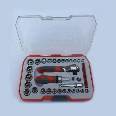 China Auto Repair Carbon Steel Chrome Vanadium 32pcs Bit Tools Socket Set In Plastic Tool Case for sale