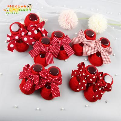 China 2022 Breathable New Fashion Baby Booties Baby Combed Cotton Cute Bow Autumn Winter Warm Red Toddler Toddler Anti-Slip Breathable Shoes for sale