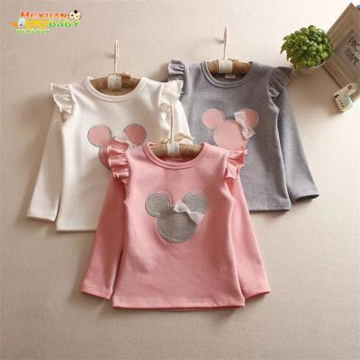 China Breathable girls tops new spring and summer 2021 new baby cotton children's T-shirt basing shirts kids cartoon embroidery for sale