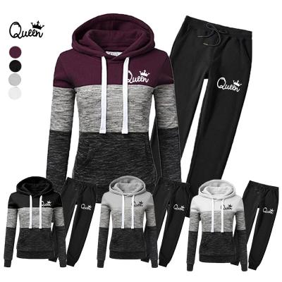 China QUICK DRY Women Hoodies And Pants Print 2 Piece Set Sports Suit Hooded Sweatshirt Set Female Winter Clothes for sale