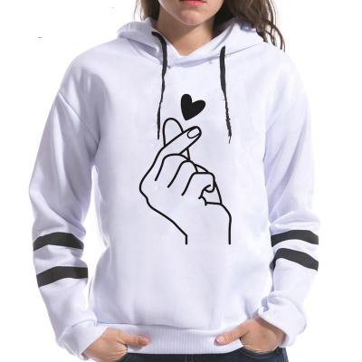 China Fashion Love Gesture Style Hoodies Pullover Women Printed Sports Sweatshirts Hooded Coat Casual Outer Pocket Pocket Long Sleeve for sale