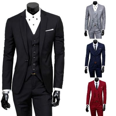 China Wonderful Slim Fit Men Green Tuxedo Men's Anti-wrinkle Anti-wrinkle Groom Wedding Formal Business Work Wear Suits 3Pcs Set (Jacket+Pants+Vest) for sale