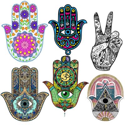 China 3D Thermal Stickers on Yoga Indian Mandala Clothing Heat Transfer Vinyl Floral Striped Eye of Fatima Fuse Patch for sale