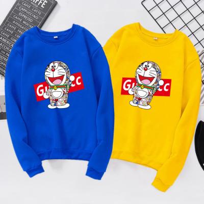 China GOODVERY Waterproof Fleece Crewneck Sweater For Women 2022 Loose Cartoon Jingle Cat Print Fashion Street Crew Neck Sweater for sale