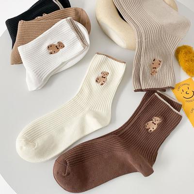 China Japanese style bear socks yarn cotton Internet celebrity stocking thin summer socksinsTrendy cute female hairy white tube for sale