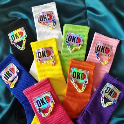 China Trend Jewelry Socks Light Up Niche Luxury Three-Dimensional Industry 3D Pin Cloth Standard Trend Women's Medium Tube Fashion Socks for sale