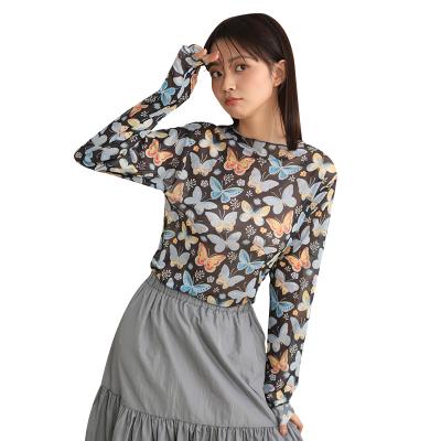 China Anti-pilling ladies blouses long sleeve floral printed blouses korean clothes for sale