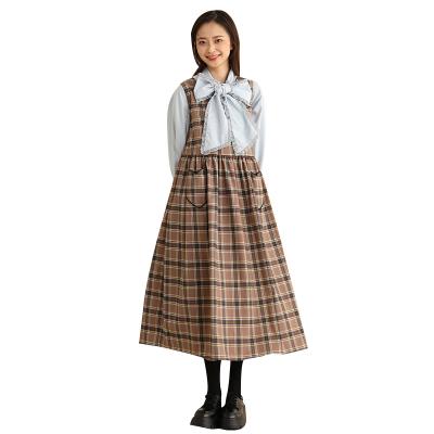 China 2023 High Quality Anti-Static Autumn Women's Casual Dress Plaid Printed Dresses for sale