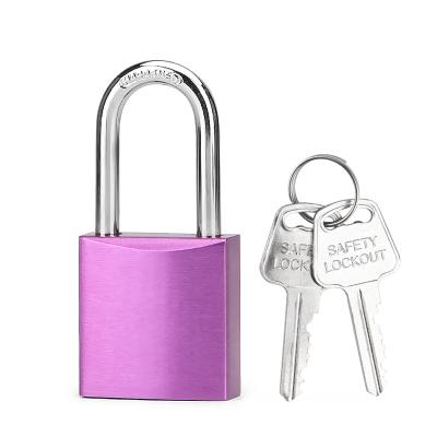 China Widely Used Compact Anodized Keyed Alike Aluminum Padlock With 6*38MM Insulated Nylon Shackle For Industrial Lockout Tagout for sale