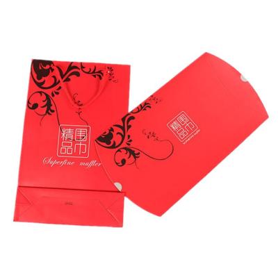 China shoes & Exquisite Clothing Customization Wholesale Rectangle Packing Box Gift Red Folding Paper Handling Bag For Lady Gift Scarfs for sale