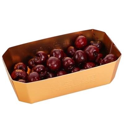 China Factory Supply Waterproof Gold Economic Custom Ship Shape Paper Tray Disposable Fruit Packaging Box For Cherries Grapes for sale