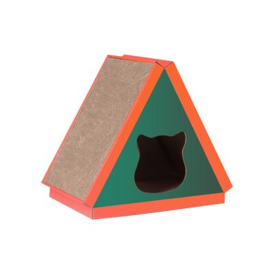 China Customization Triangle Cat Nest Cartoon Cat Head Viable Hot Selling Wholesale Pattern Wrinkled Cat Scratch Board For Kitten for sale