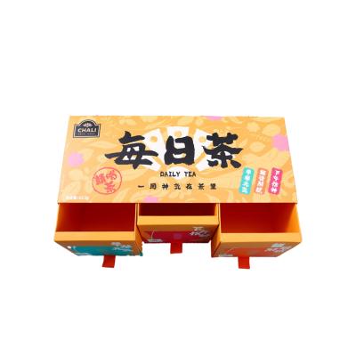 China Custom Creative Design Wholesale Recyclable Hotting Selling Color Drawer Wrapping Box Tea Gift Box For Business Gift for sale