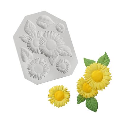 China Viable Home M537 Sunflower Silicone Mold Fondant Resin Mold Sheet Chocolate Cake Decorating Baking Mold for sale