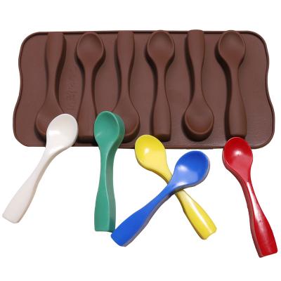 China Sustainable Food Grade Chocolate Molds 6 Cavity Spoon Shape Silicone Chocolate Mold for sale