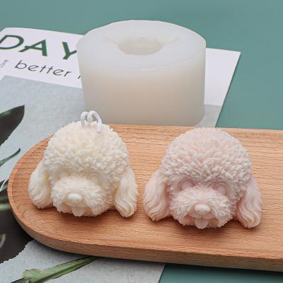 China Viable N030 Teddy Dog Head Candle Silicone Mold Ins Chocolate Cake Aromatherapy Candle Mold for sale