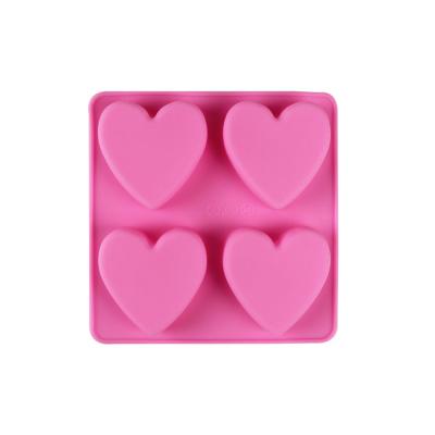 China M481 Silicone Heart Shaped Cake Mold DIY Silicone Soap Mold 4 Holes Love Cake Decorating Hearts Baking Mold for sale