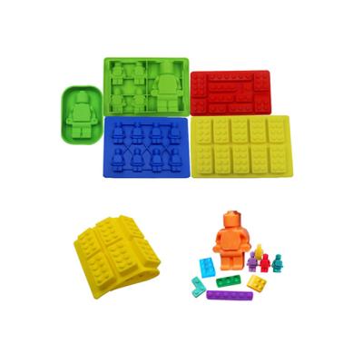 China J003 Free Sample DIY Silicone Building Block Sustainable Ice Cube Mold Lego Robot Chocolate Mold for sale