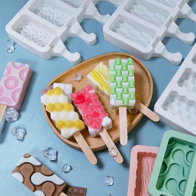 China M505 Amazon Hot Sale 4 Cavity Silicone Ice Cream Mold Viable Doughnuts Oval Irregular Silicone Popsicle Cakesicle Mold for sale