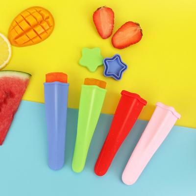 China Viable diy handmade ice cream popsicle new silicone haixin colorful star shaped ice cream popsicle mold with food grade plastic for sale