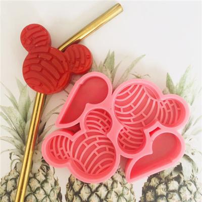 China L039 DIY Silicone Straw Toppers Mold Viable Mouse Head Straw Toppers Mold For Straw for sale