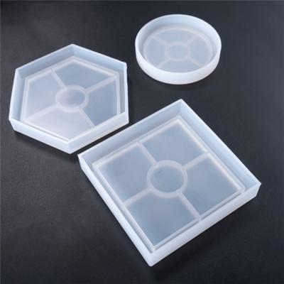 China Viable Hot Sale M139 New 2019 Hexagon Round Square Silicone Coaster Mold For Resin Epoxy for sale