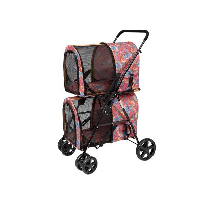 China 2022 Hot Selling Dogs 2022 Luxury Double Decker Pet Stroller With Detachable Travel Trolley Dog Carrier for sale